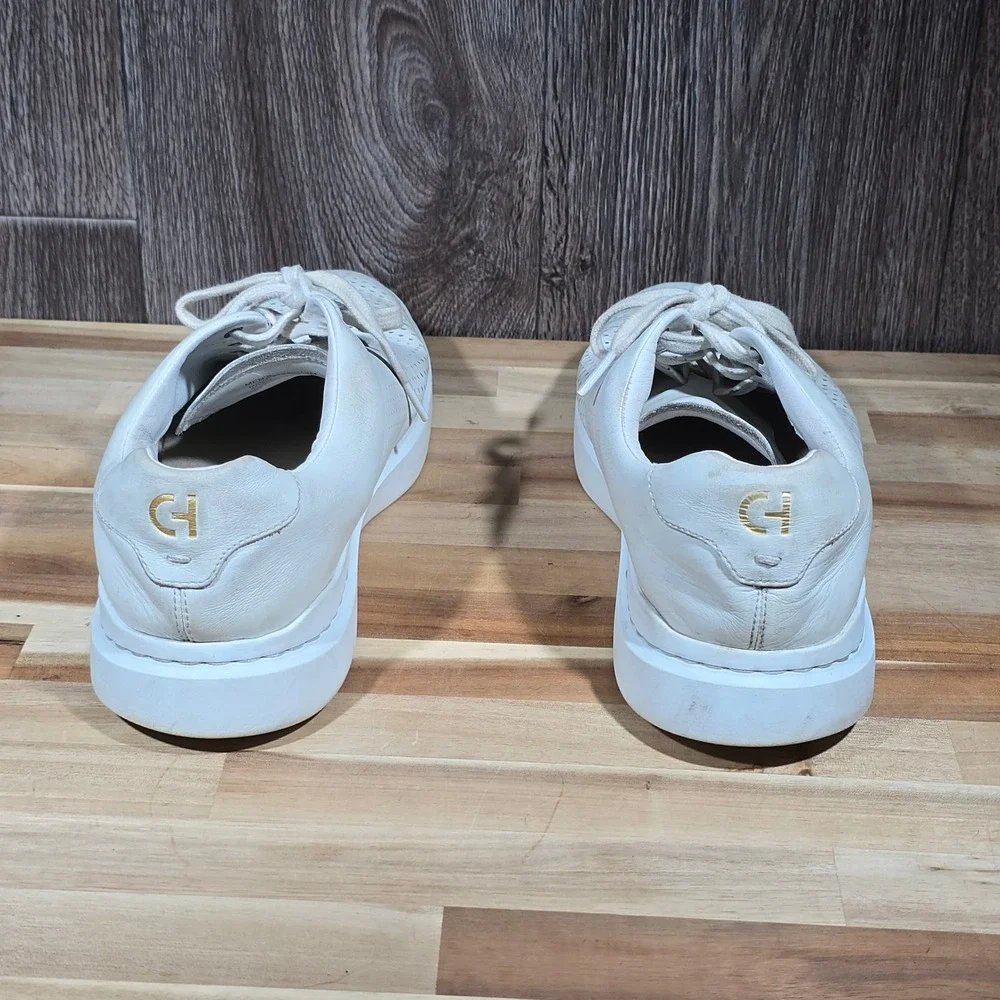 Cole Haan Grand Series Laser Perforated Leather Sneakers 12M White Mens‎